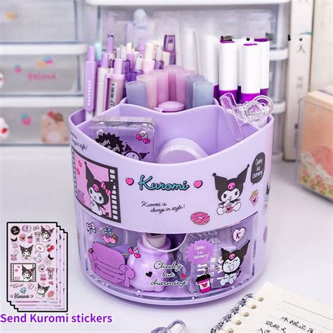 Miniso Sanrio Rotating Pen Holder Storage Box Desk Organizer Kawaii