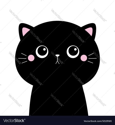 Black cat kitten kitty silhouette icon cute Vector Image