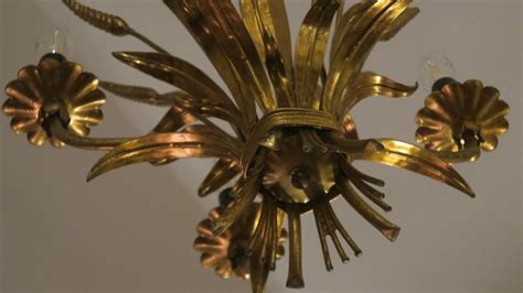 Mid Century Gilt Tole Chandelier By Hans Kögl 1960s For Sale At Pamono