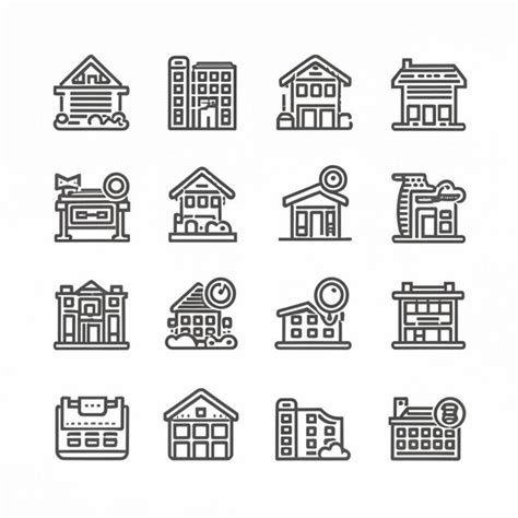 Conjunto De Vectores De Iconos Inmobiliarios Vector Premium