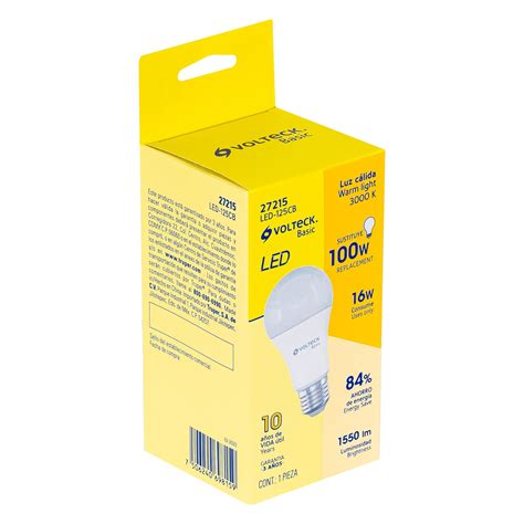 Ficha Tecnica Lámpara de LED tipo bulbo A22 16 W luz cálida caja Basic