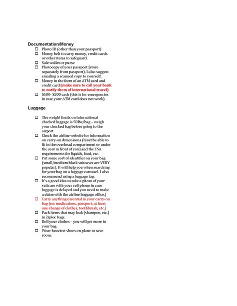 Packing List – Guatemala 2020