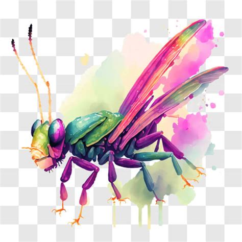 Descarga Insecto Vibrante sobre Fondo Pintado Artísticamente PNG En