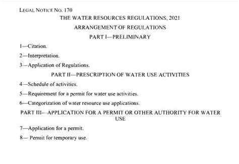 Operationalization Of The Water Resources Regulations 2021 Water