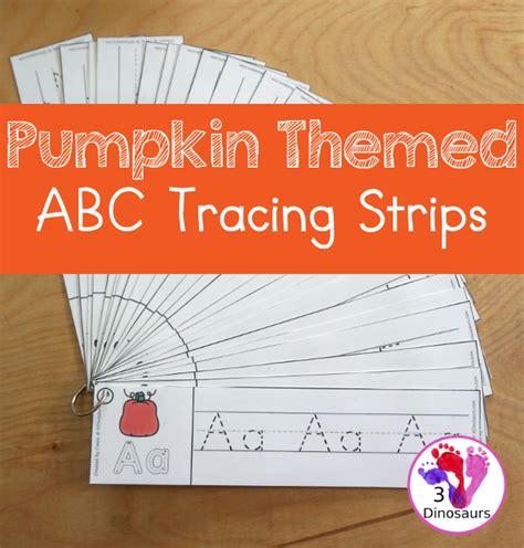 Pumpkin Abc Tracing Strips Free 3 Dinosaurs