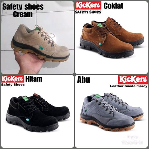 Jual Sepatu Pria Kickers Safety Low Boot Kulit Suede Mercy Asli Ujung