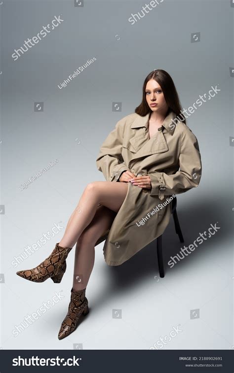 Full Length Brunette Model Trench Coat Stock Photo Shutterstock