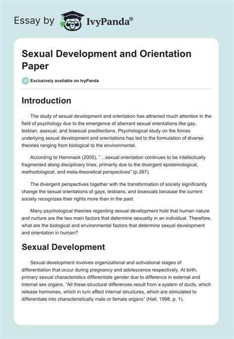 Sexual Development And Orientation Paper 1103 Words Research Paper Example