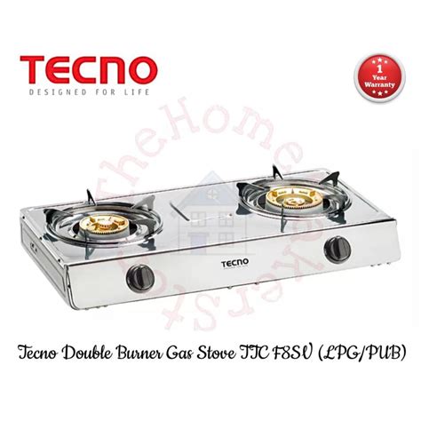 Tecno Double Burner Tabletop Gas Stove With Safety Valve Ttcf8sv Ttc F8sv 1 Year Warranty