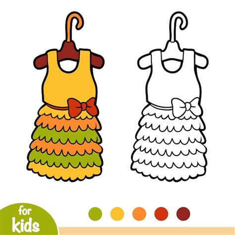 Libro de colorear para niños vestido Vector Premium