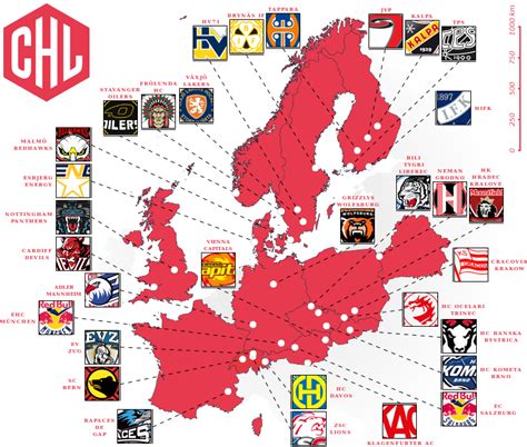 Teams in the Champions Hockey League of Europe [765x650] : MapPorn