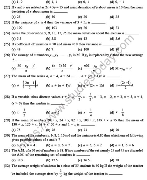 Jee Mathematics Statistics And Probability Mcqs Multiple Choice Questions