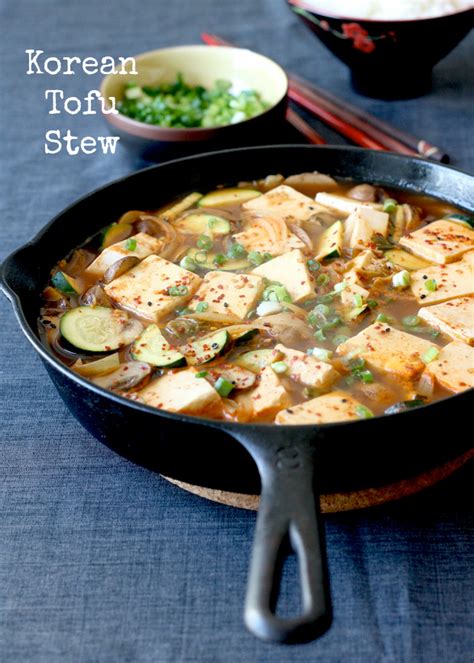 Korean Tofu Stew In Skillet Season With Spice