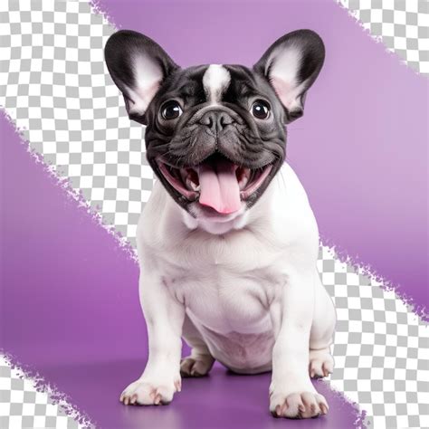 Um cachorro língua rosa em um fundo roxo PSD Premium