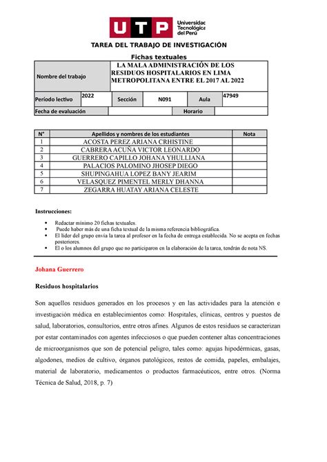 Formato De Entrega De Tarea De Fichas Textuales 2 TAREA DEL TRABAJO