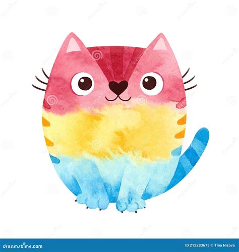 Clipart Aquarelle Pansexual Pride Lgbt Art Rainbow Cat Illustration