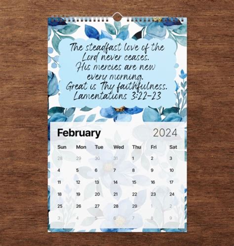 11 X 17 Floral Scripture Calendar 2024 2024 Calendar Wall Calendar