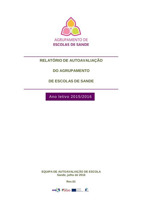 PDF RELATÓRIO DE AUTOAVALIAÇÃO DO AGRUPAMENTO DE ESCOLAS ³rio