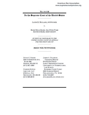 Fillable Online Americanbar Petitioner Brief Bullard V Blue Hills