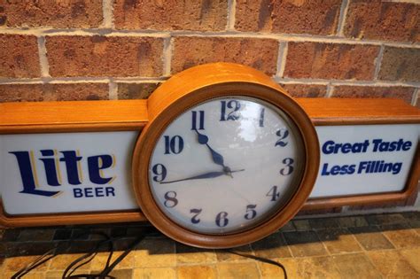 Vintage Miller Lite Lighted Beer Clock Sign1988 Great Taste Less Filling Works 1900195700