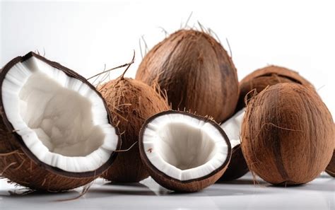 Premium AI Image A Close Up Coconuts Isolated On A White Background