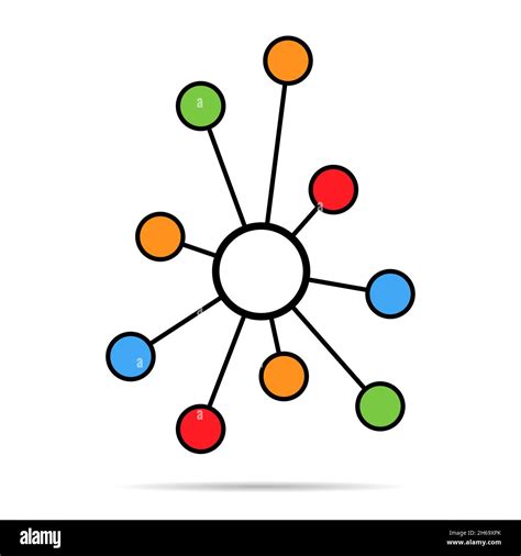 Hub Flat Network Icon Connect Structure Vector Symbol Isolated On