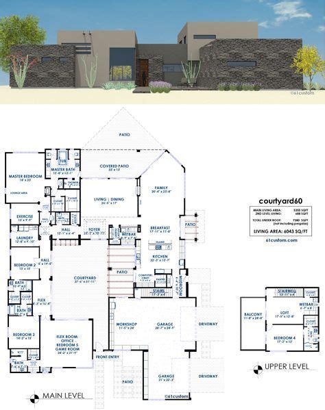 Courtyard60 Luxury Modern House Plan Courtyard House Plans Modern