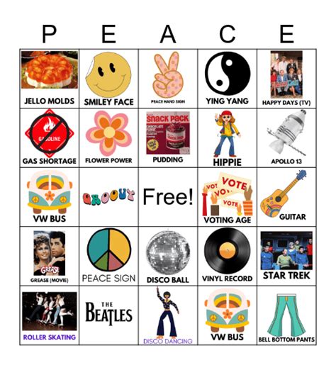 1970 S POP CULTURE BINGO Card