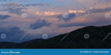 Sunset with Clouds in the Mountain Sky, Dawn Stock Image - Image of ...