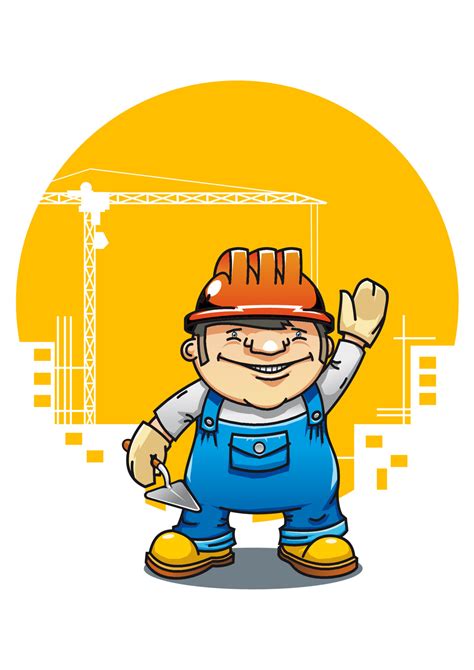 Funny smiling builder 11017791 Vector Art at Vecteezy