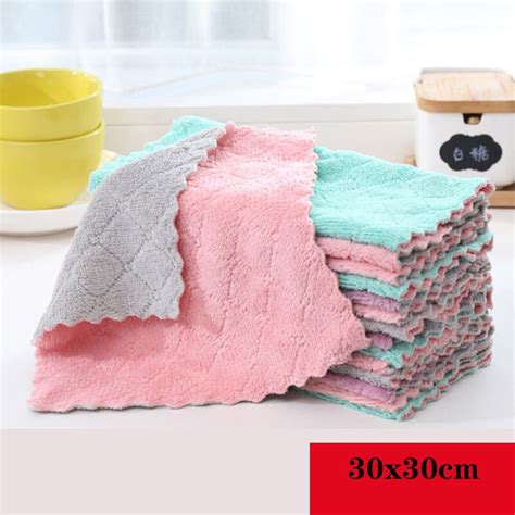 5pcs Super Absorbent Rag Microfiber Dish Cloth High Efficiency Non Stick Oil Tableware Household