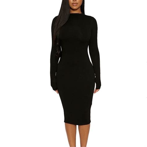Naked Wardrobe Midi Dress In Black Mock Neck Bodycon Dress Tan Midi Dress Ribbed Midi Dress