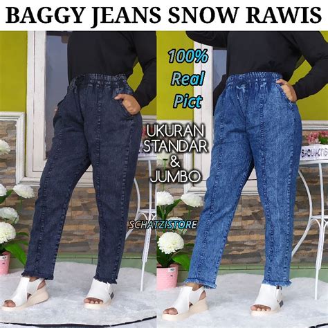 Jual Baggy Jeans Snow Rawis Size Standar Dan Jumbo Baggy Jeans Snow