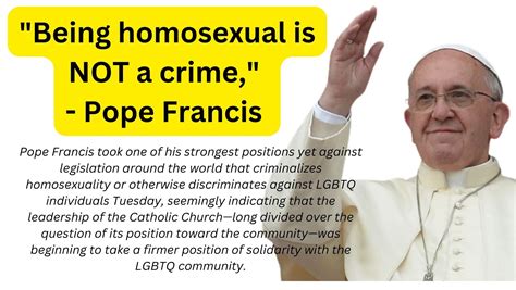 Being Gay Is NOT A Crime Pope Francis LGBTS CHRISTIAN CHURCH INC