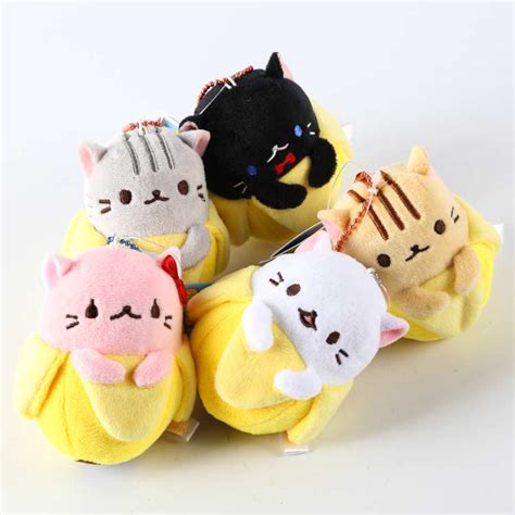 5pcs Anime Bananya Banana Cat Plush Toy Soft Stuffed Animal Doll 9cm