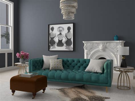 Gray And Teal Living Room - Living Room Design Ideas & Photos