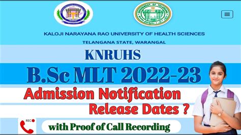 Knruhs B Sc Mlt Admission Notification Update Good News 2022 23