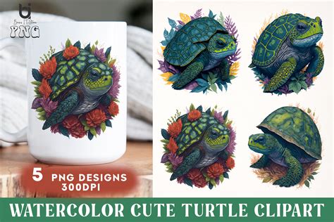 Watercolor Cute Turtle Clipart Graphic by Basis IT Store · Creative Fabrica