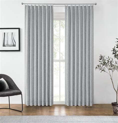 Amazon Grey Pinch Pleated Blackout Curtain Panel With Full