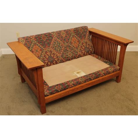 Bassett Mission Style Oak Spindle Loveseat Chairish