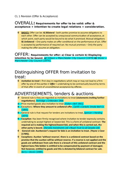 Pgdl Contract Law Revision Offer Acceptance Cl Revision Offer