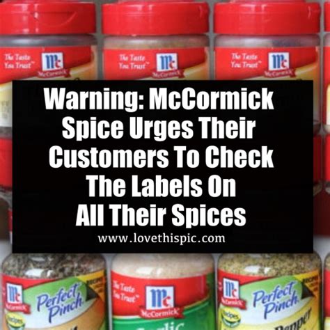 Warning: McCormick Spice Urges Their Customers To Check The Labels On All Their Spices