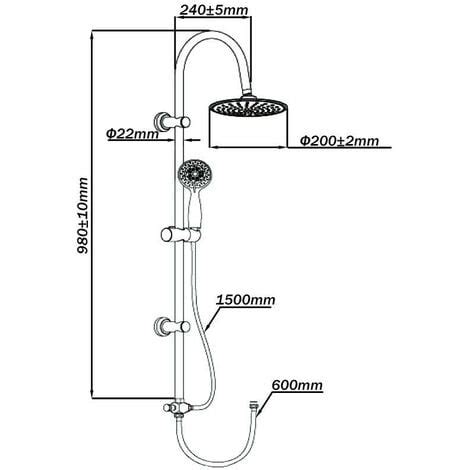 Chrome Shower Riser Rail Set Movable Rainfall Shower Head