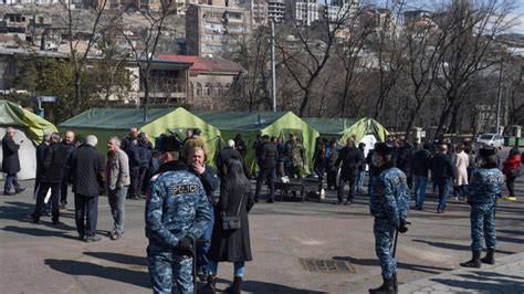 Armenian Protesters Camp Outside Parliament Demanding PMs Resignation