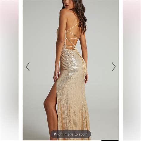 Gold Sequin Backless Dress Gem