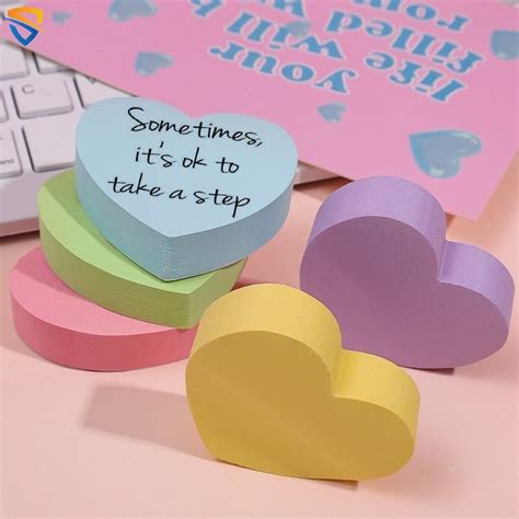 Colorful Creative Love Heart Shaped Sticky Notes Cute Self Adhesive