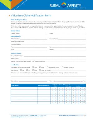 Fillable Online Cotton Claim Notification Form Rural Affinity Fax