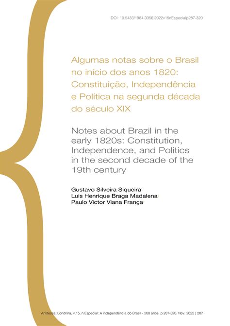 PDF Algumas notas sobre o Brasil no início dos anos 1820