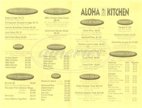 Picture 75 Of Aloha Kitchen Menu New Tourist Places