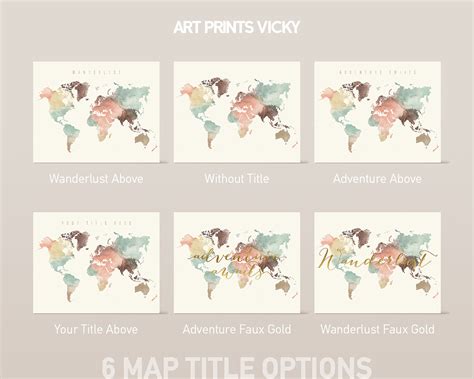 World Map Adventure Awaits Pastel Cream Art Prints Vicky